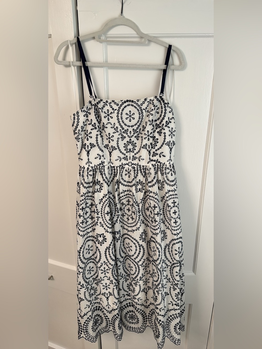Steve Madden White Sundress with Navy Embroidered Eyelet